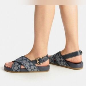 NWOT Coach Adora Women's Blue Sandals in Signature Chambray Size 9